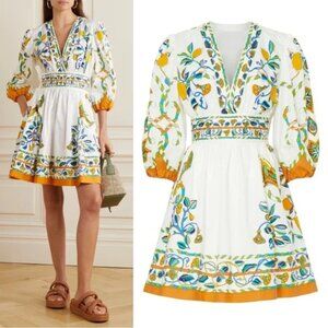 NWT La DoubleJ Margherita Printed Cotton Poplin Mini Dress MSRP $1,100 Size XS